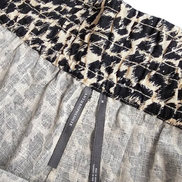 Anthropologie The Somerset Shorts, High Rise, Smocked, Linen Blend, Animal, M - Picture 6 of 9